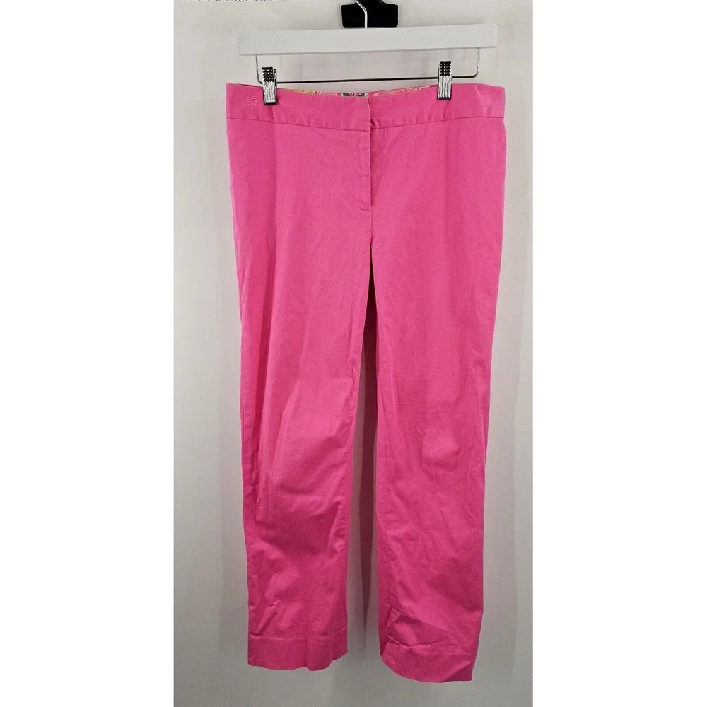 Lilly Pulitzer Hot Pink Dress Pants Size 6‎ Women's Straight Leg Stretch Bright